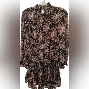Women’s Pink Lily Found You Multi Floral Print Mock Neck Dress.
